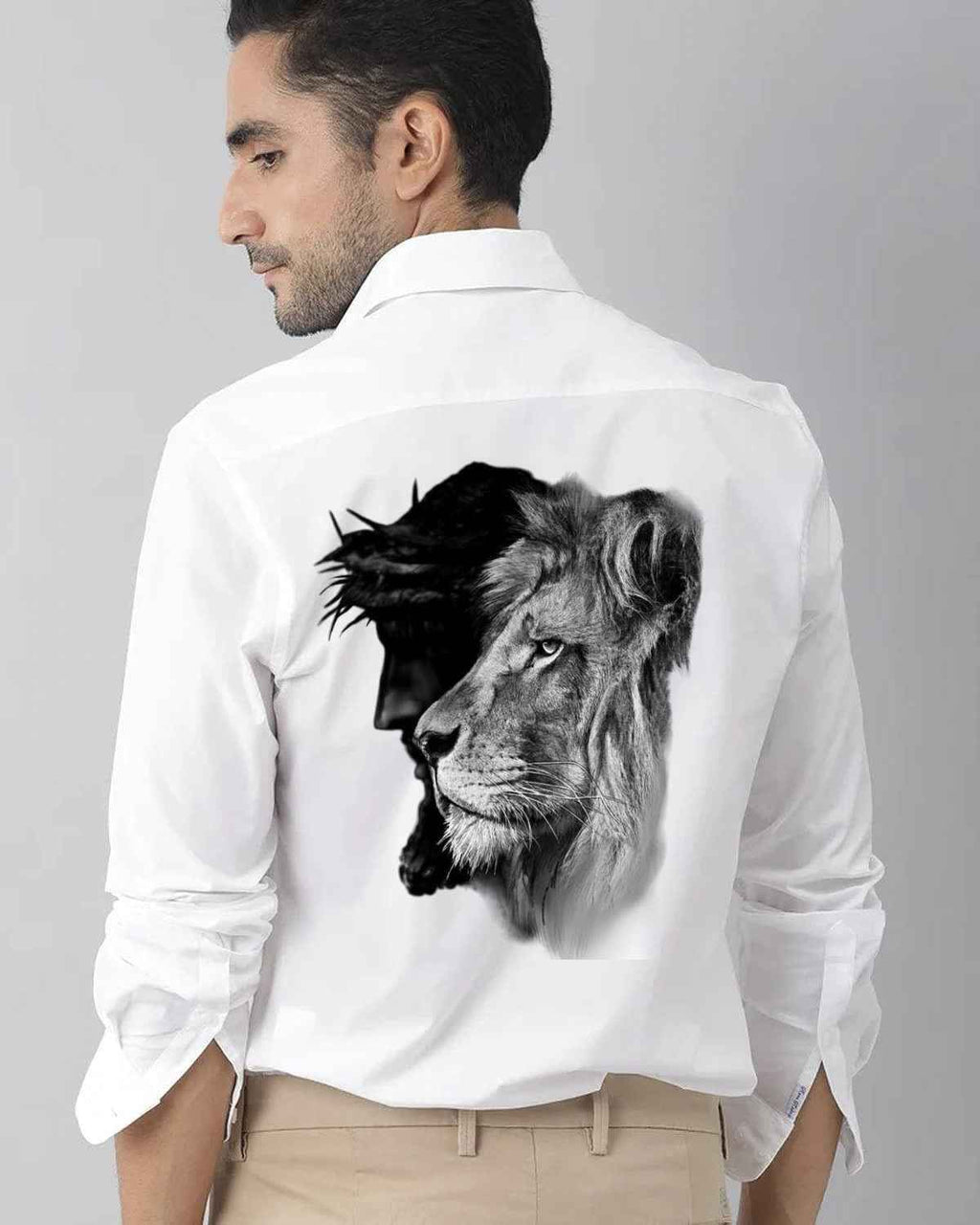 Men's As A Lion Printed Regular Fit Casual Shirt – Bold Graphic Cotton India – CustomTeeStudio