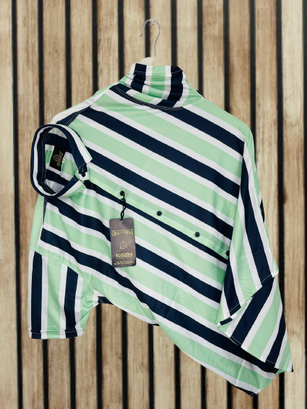 Men Regular Fit Striped Cut Away Collar Casual Shirt