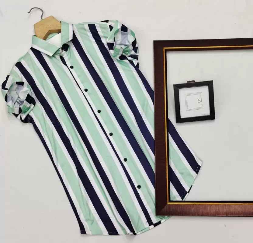 Striped Cut Away Collar Shirt Men India – Regular Fit Cotton – CustomTeeStudio